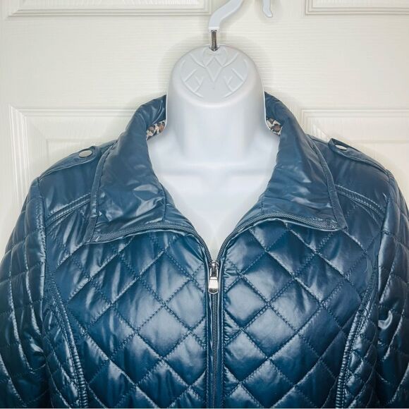 Ellen Tracy Lightweight Insulated Quilted Jacket Zipper Navy Blue M - Picture 7 of 12